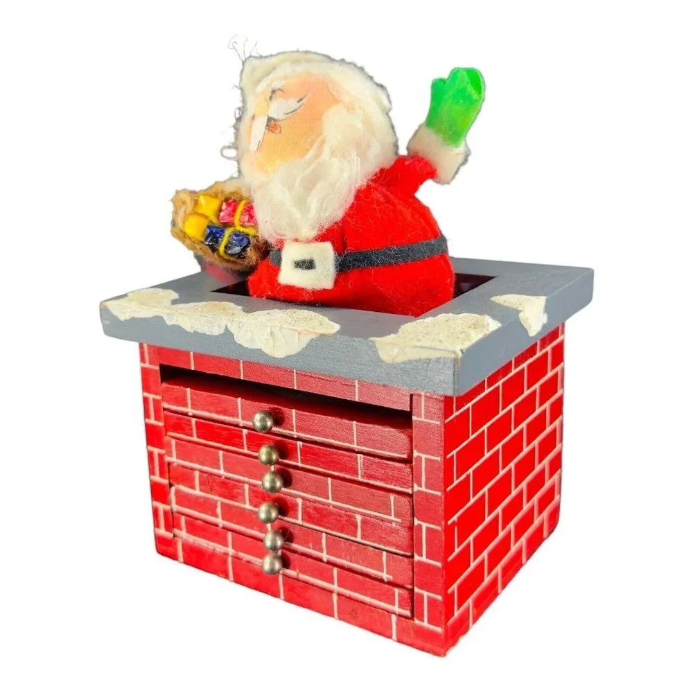 Vintage Enesco 1978 Santa Claus On Chimney Coaster Set 6 Vintage Christmas‎